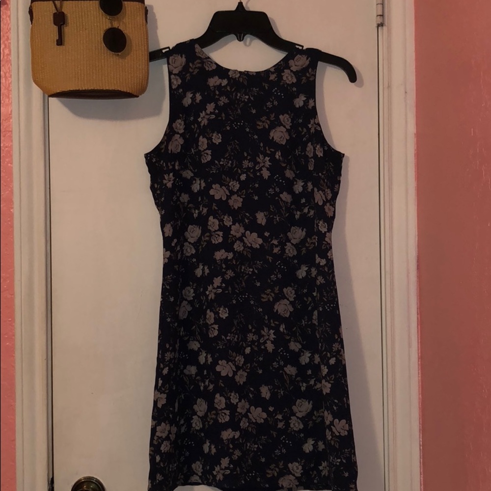 Navy Blue Floral Mini Dress